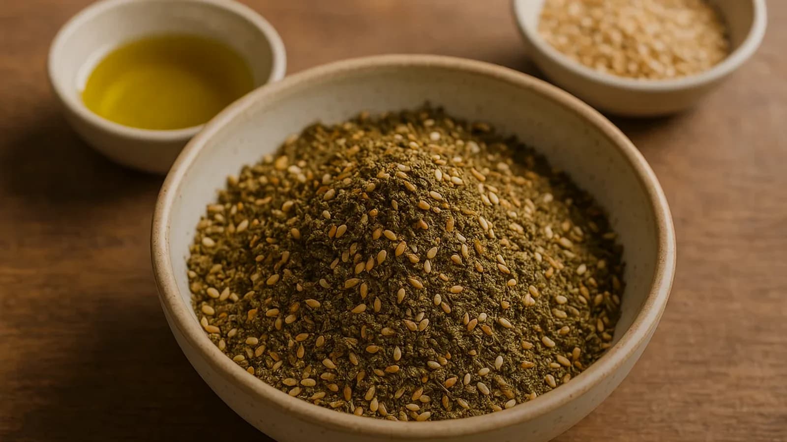 Zaatar blend with olive oil and bread
